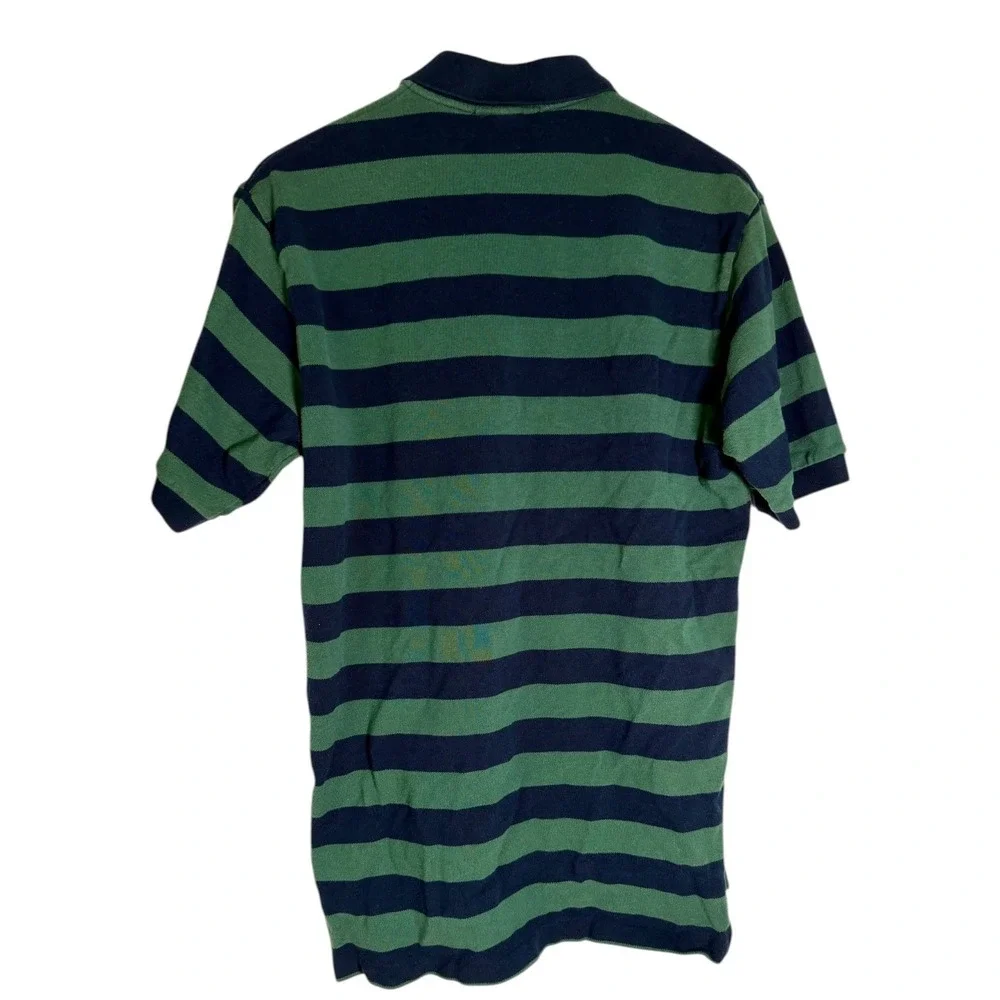 Vintage Polo Ralph Lauren Men's Striped Short Sleeve Polo Shirt Green Blue‎ Med